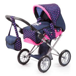 lot 1817 image: Bayer Design Baby Doll City Star Pram in Polka Dots, BluePink