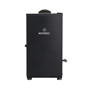 lot 1829 image: Masterbuilt� 30-inch Digital Electric Vertical BBQ Smoker with Side Wood Chip Loader, Chrome Racks and 710 Cooking Square Inches in Black, Model MB20071117- Retail $229.99