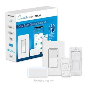lot 1834 image: Lutron - Diva Smart Dimmer Switch Starter Kit - White
