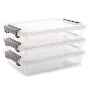 lot 1844 image: Citylife 3 PCS Plastic Storage Bins with Latching Lids Portable Project Case Clear File Box Stackable Storage Containers for Organizing A4 Paper, Photo, Document, Scrapbook