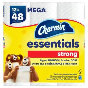 lot 1852 image: Charmin Essentials Strong Toilet Paper 12 Mega Roll
