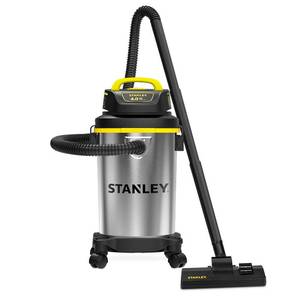 lot 1908 image: Stanley SL18129 WetDry Vacuum, 4 Gallon, 4 Peak HP, Stainless Steel Tank with Top Handle, 3-in-1 Shop Vacuum Cleaner with Blower for Home, Garage, Car, Workshop, Pet Hair, SilverYellowBlack
