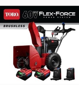lot 1915 image: Toro 60-Volt Power Max E 24 in. 2-Stage Cordless Electric Snow Blower &amp Headlight wTwo 6.0 Ah Batteries &amp Charger Included- Retail $1599.99