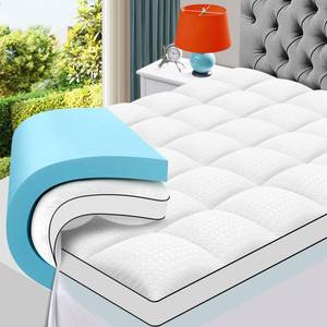 lot 1925 image: MASVIS Queen Size Dual Layer 4 Inch Memory Foam Mattress Topper, 2 Inch Gel Memory Foam and 2 Inch Cooling Pillow Top Mattress Pad Cover for Back Pain, Medium Support