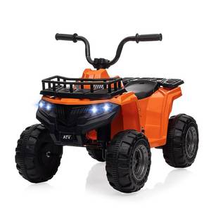 lot 1935 image: Hetoy Kids Ride On ATV, 12V Battery Powered Electric Vehicle w 1.8MPH Max Speed, 4-Wheeler Quad ATV Play Car for Boys Girls, LED Lights, 2 Speeds, Treaded Tires (Orange)