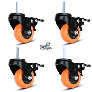 lot 1940 image: Heavy Duty Swivel Wheels 2 Inch PVC Casters with Stem 14-20x1 Dual Locking Industrial Caster Safety Wheels Load Bearing 600 Lbs Castors Set of 4 for Cart, Furniture