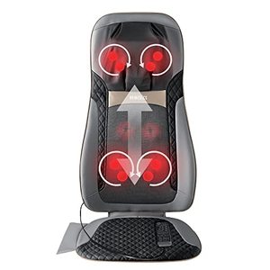 lot 2630 image: Homedics Back Massager with Heat, Shiatsu Elite II Heated Neck and Back Massage Cushion. 3 Different Massage Styles and 3 Massage Zones. Comes with Controller and Chair Straps