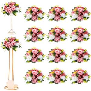 lot 2634 image: Hotop 12 Pcs Flower Balls Wedding Rose Centerpieces Silk Flower Kissing Balls Arrangement Artificial Hydrangea Flower Bouquet Faux Rose Floral Decoration (Dusty Pink,White)