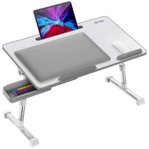 lot 2639 image: Besign LT06 Pro Adjustable Laptop Table Large Size, Portable Standing Bed Desk, Foldable Sofa Breakfast Tray, Notebook Computer Stand for Reading and Writing (White)