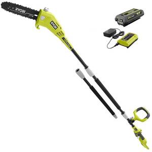 lot 2640 image: Ryobi 10 in. 40-Volt Lithium-Ion Cordless Battery Pole Saw 2.0 Ah Battery and Charger Included (Functionality Not Tested)