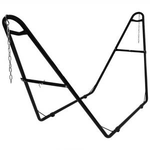 lot 2656 image: Sunnydaze Heavy-Duty Universal Multi-Use Heavy-Duty Steel Hammock Stand for 9 to 14 Feet Hammocks - 550 lb Weight Capacity - Black