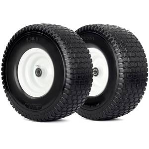 lot 2680 image: GICOOL 15x6.00-6 Flat Free Lawn Mower Tire and Wheel, 2 Pcs 15x6-6nhs Riding Mowers Lawn Tire and Wheel with 34 Bearing, 3 Centered Hub