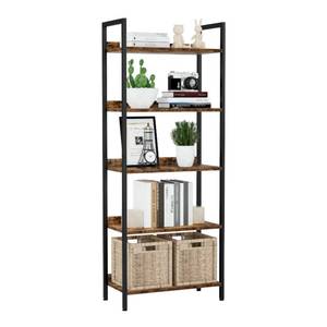 lot 2688 image: NUMENN Bookshelf, 5 Tier Bookshelves, Home Office Bookcase Shelf Storage Organizer, Free Standing Storage Shelving Unit for Bedroom, Living Room and Home Office, Vintage