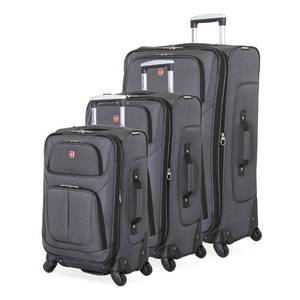 lot 2689 image: SwissGear Sion Softside Expandable Roller Luggage, Dark Grey, 3-Piece Set (212529)
