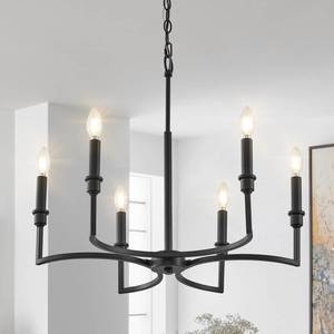 lot 2691 image: Aodoran Black Chandelier Light Fixture 6-Light Chandelier for Dining Room Kitchen Chandeliers Over Table Candle Chandeliers for Kitchen Island, Bedroom, Foyer,Solid Metal,26in,Retro