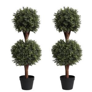 lot 2692 image: Lifelike 3Ft arfiticial Double Ball Topiary Trees Outdoor Faux Topiary Tree for Out Door Porch Decor (2 Pack)