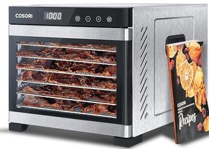 lot 2696 image: COSORI Food Dehydrator for Jerky, Holds 7.57lb Raw Beef with Large 6.5ft� Drying Space, 6 Stainless Steel 13x12 Trays, 165°F Dehydrated Dryer for Dog Treats, Herbs, Meat, Fruit, and Yogurt, Silver