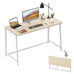lot 2714 image: WOHOMO Folding Desk, Small Foldable Desk 31.5 for Small Spaces, Space Saving Computer Table Writing Workstation for Home Office, Easy Assembly, Oak Desk
