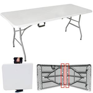 lot 2716 image: Deaciber 7ft Folding Table 78 inch Plastic Fold in Half wHandle Heavy Duty Portable Indoor Outdoor for Garden Party Picnic Camping BBQ Dining Kitchen Wedding Market Events