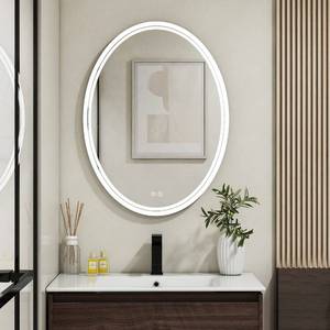 lot 2780 image: BuLife 28 x 20 inch Oval LED Bathroom Mirror Anti-Fog 3 Colors Light Dimmable Wall Mounted Lighted Bathroom Vanity Mirror Memory Makeup Mirror Touch Switch