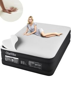 lot 2781 image: OlarHike Signature Collection Queen Air Mattress with Built in Pump,18�� Luxury Air Mattress with Silk Foam Topper for Camping, Home & Guests, Fast & Easy InflationDeflation Airbed Black