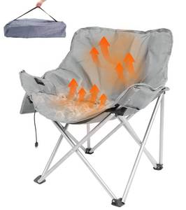 lot 2783 image: iHomey Heated Cushion Folding Lounge Patio Club Camping, Picnic, Outdoor Activities  Battery NOT Included Chair(Grey)
