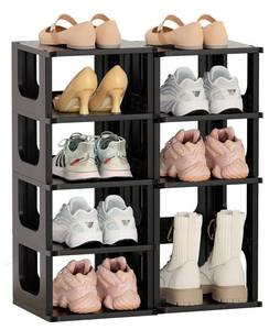 lot 2786 image: HAIXIN Shoe Shelves for Closet Kids & Women Shoe Rack Adjustable Height 10 Tier Shoe Organizer Narrow Plastic Shoe Holder Vertical Black Shoe Stand for Entryway Shoe Storage Stackable Shoe Cabinet