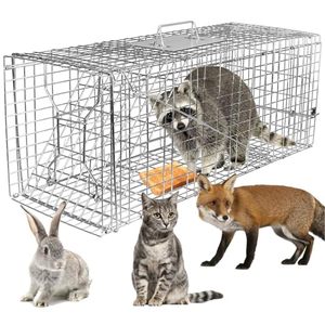 lot 2800 image: KOCASO Large Live Animal Trap Cage, Foldable Heavy Duty Humane Rat Trap for Indoor and Outdoor, Metal Mouse Trap for Squirrel Gopher Chipmunk Mice Raccoon, Easy to Catch and Release 31x11x12