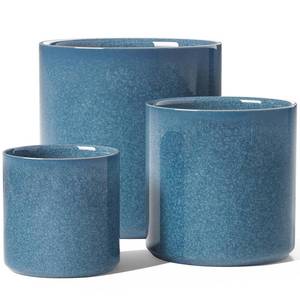 lot 4739 image: LE TAUCI Ceramic Plant Pots Indoor, 10 Inch 8 Inch 6 Inch Planters for Indoor Plants, Mid-Century Modern Flower Pots with Drainage Hole, Cylinder Round Planter Pots, Set of 3, Reactive Glaze Blue