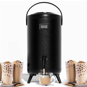 lot 4756 image: WantJoin Insulated Beverage Dispenser-Thermal Hot and Cold Beverage Dispenser Tea Dispenser Stainless Steel 12L3.2Gal Hot Drink Dispenser with Spigot for Hot Tea&Coffee,Cold Milk,Water,Juice (Black)