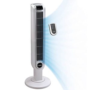lot 4770 image: Lasko Portable 36 Oscillating 3-Speed Tower Fan with Remote Control and Timer for Bedroom and Home Office, White, 2510 (Damaged Broken Power Cord)