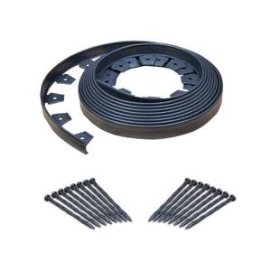lot 4788 image: EasyFlex No-Dig Landscape Edging with Anchoring Spikes, 1.5 in. Tall Straight Top Plastic Garden Border, 40 Foot Kit, Black