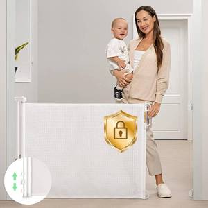 lot 4798 image: Retractable Baby Gate, Momcozy Mesh Baby Gate or Mesh Dog Gate, 33 Tall,Extends up to 55 Wide, Child Safety Gate for Doorways, Stairs, Hallways, IndoorOutdoor