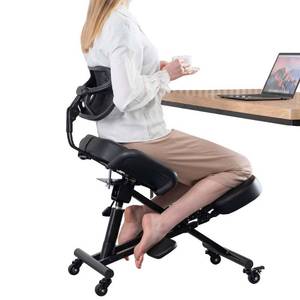lot 4799 image: Ergonomic Kneeling Chair with Back Support and Wheels for Office, Adjustable Balance Chair for Home,Black - Retail $187.99