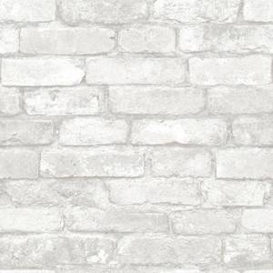 lot 4831 image: NuWallpaper Brick Peel & Stick Wallpaper WhiteGray - Retail $87.99