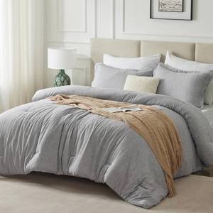 lot 4863 image: CozyLux King Size Comforter Set - 3 Pieces Grey Soft Luxury Cationic Dyeing Bedding Comforter for All Season, Gray Breathable Lightweight Fluffy Bed Set with 1 Comforter and 2 Pillow Shams