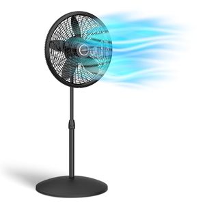 lot 4882 image: Lasko Oscillating Pedestal Fan, Adjustable Height, 3 Speeds, for Bedroom, Living Room, Home Office and College Dorm Room, 18, Black, 1827