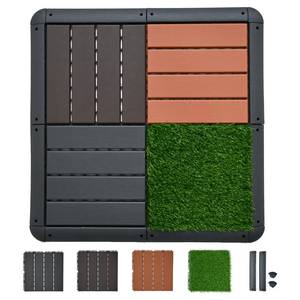 lot 4887 image: Frepers Interlocking Patio Deck Tiles, Waterproof and Non-Slip, Easy to Clean and Maintain. Ideal Use for GardenWalkwayBalconyYardPorch Decor, Home D�cor, Plastic Material.(Dark Gray 60pcs) - Retail $174