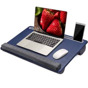 lot 4894 image: Extra Large Lap Laptop Desk - Full PU Material Mouse Pad Gaming Tray - Portable LapDesk with Phone Holder & Wrist Rest for Notebook, MacBook, Tablet, Bed, Sofa(Blue, Fit Up 17.3-in Laptops)
