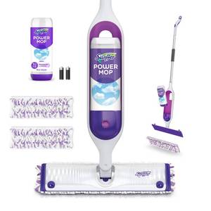 lot 4898 image: Swiffer PowerMop Multi-Surface Mop Kit for Floor Cleaning, Fresh Scent, Mopping Kit Includes PowerMop, 2 Mopping Pad Refills, 1 Floor Cleaning Solution with Fresh Scent and 2 Batteries
