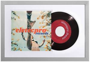 lot 4900 image: eletecpro Record Frame 16x24 Inches with 2 Double Sided Mats (Black & White), Jukebox Record Album Frames for 12x12 LP Covers, Vinyl Record Display Wall Mounting, Home Decor, Grey Picture Frame