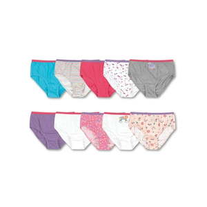 lot 4909 image: Hanes Girls Cotton Briefs 10-Pack Assorted 1 10