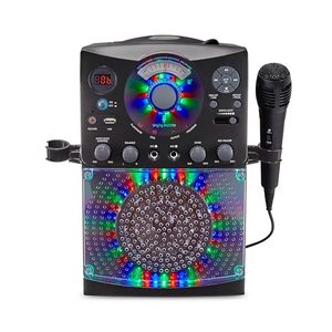 lot 5357 image: Singing Machine Karaoke Machine for Kids and Adults with Wired Microphone - Built-In Speaker with LED Disco Lights - Wireless Bluetooth, CDG & USB Connectivity - Black Amazon Exclusive