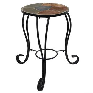 lot 5381 image: Sunnydaze 12-Inch Indoor or Outdoor Plant Stand - Steel Frame - Slate Tile