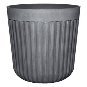 lot 5385 image: Arlington Fluted 15 in. x 15 in. Shadow Slate Resin Self-Watering Planter 2pk