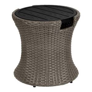 lot 5386 image: 20.08 in. Fairlane Black Wicker Outdoor Side Table