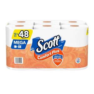 lot 5396 image: Scott ComfortPlus Septic-Safe 1-Ply Toilet Paper - 12 Mega Rolls
