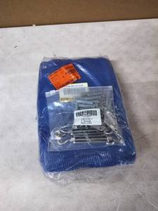 lot 5398 image: COLOURTREE 10 ft. x 8 ft. 190 GSM Blue Rectangle Sun Shade Sail with Rectangle Kit