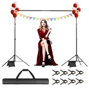 lot 5406 image: GLOSHOOTING Backdrop Stand, 10x7ft(WxH) Photo Background Stand Adjustable Support Kit with 2 Crossbars, 8 Backdrop Clamps, 2 Sandbags and Carrying Bag for Parties Photography Wedding Decoration
