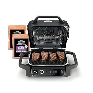 lot 5407 image: Ninja OG701 7-in-1 Outdoor Electric Grill & Smoker - Grill, BBQ, Air Fry, Bake, Roast, Dehydrate & Broil - Uses Woodfire Pellets - Portable & Weather Resistant